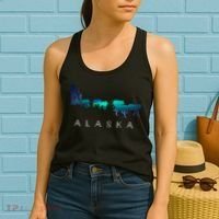 Alaska Sled Dogs Mushing Sled Dog Team A.U.R.O.R.A Borealis Scene Women's Tank Top thumb 2