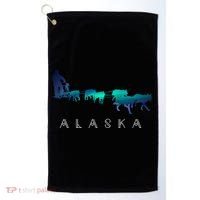 Alaska Sled Dogs Mushing Sled Dog Team A.U.R.O.R.A Borealis Scene Golf Towel thumb 0