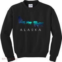 Alaska Sled Dogs Mushing Sled Dog Team A.U.R.O.R.A Borealis Scene Kids Sweatshirt thumb 0