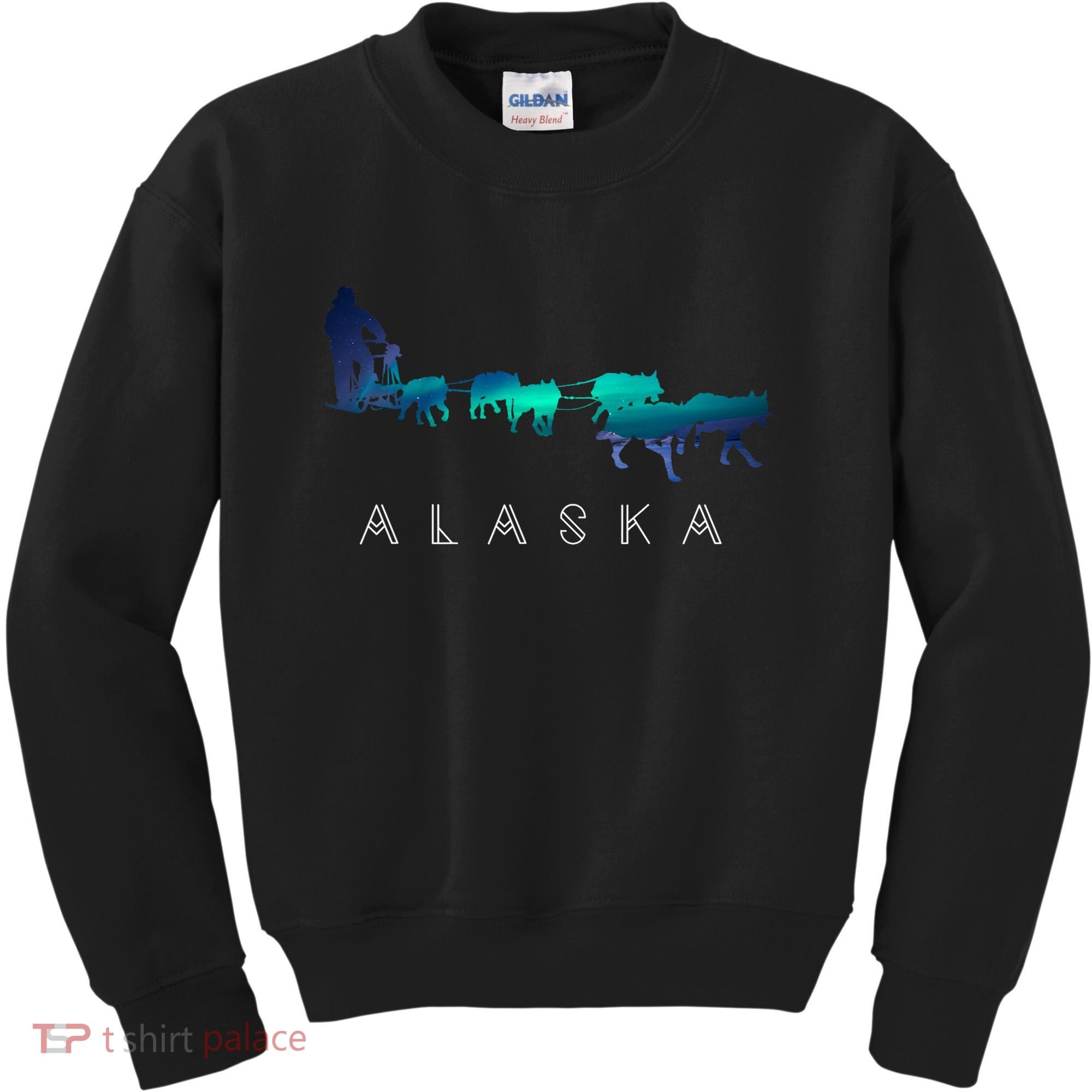 Alaska Sled Dogs Mushing Sled Dog Team A.U.R.O.R.A Borealis Scene Kids Sweatshirt