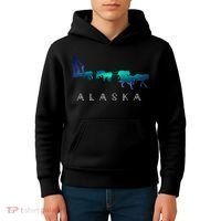 Alaska Sled Dogs Mushing Sled Dog Team A.U.R.O.R.A Borealis Scene Kids Hoodie thumb 4