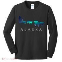 Alaska Sled Dogs Mushing Sled Dog Team A.U.R.O.R.A Borealis Scene Kids Long Sleeve Shirt thumb 0