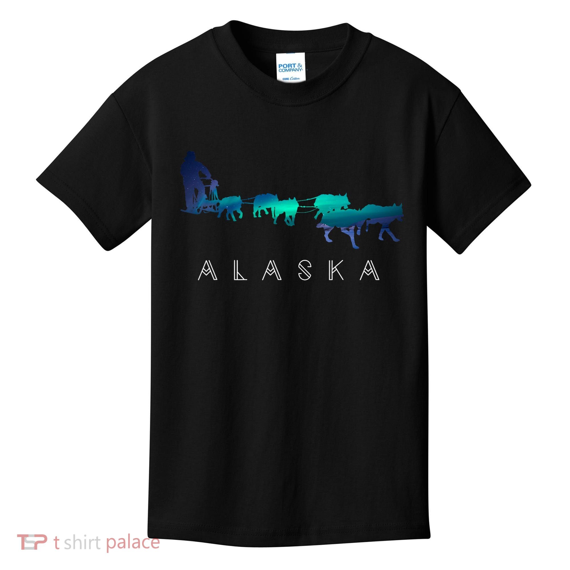 Alaska Sled Dogs Mushing Sled Dog Team A.U.R.O.R.A Borealis Scene Kids T-Shirt