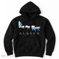 Alaska Sled Dogs Mushing Sled Dog Team Snow Mountain Scene Hoodie thumb 0