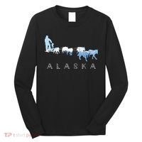 Alaska Sled Dogs Mushing Sled Dog Team Snow Mountain Scene Long Sleeve Shirt thumb 0