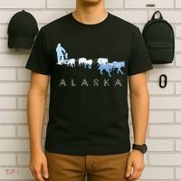 Alaska Sled Dogs Mushing Sled Dog Team Snow Mountain Scene T-Shirt thumb 6