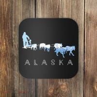 Alaska Sled Dogs Mushing Sled Dog Team Snow Mountain Scene Coaster thumb 0