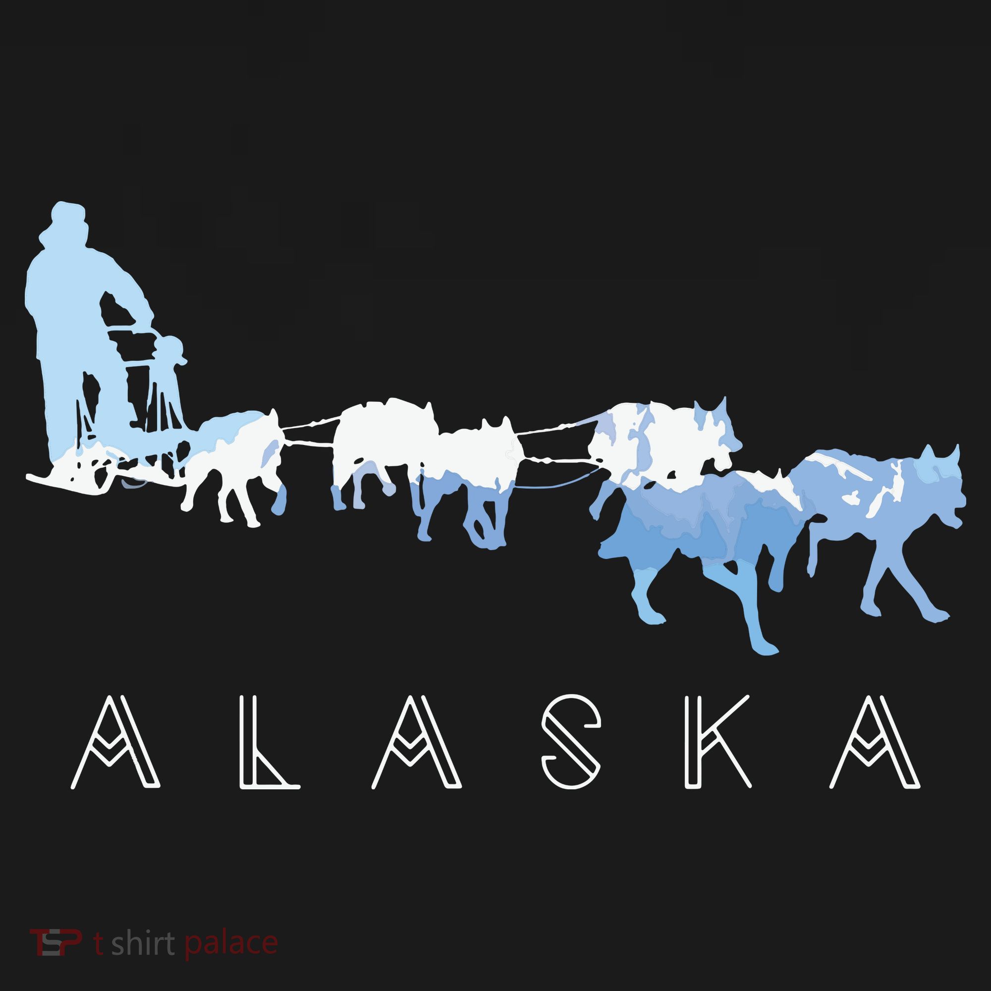 Alaska Sled Dogs Mushing Sled Dog Team Snow Mountain Scene Polo