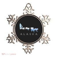 Alaska Sled Dogs Mushing Sled Dog Team Snow Mountain Scene Ornament thumb 0