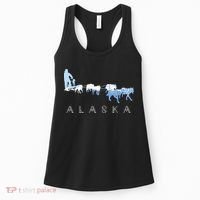 Alaska Sled Dogs Mushing Sled Dog Team Snow Mountain Scene Women's Tank Top thumb 0