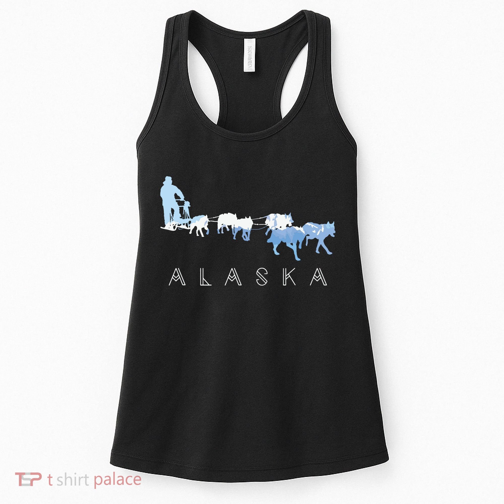 Alaska Sled Dogs Mushing Sled Dog Team Snow Mountain Scene Women's Tank Top