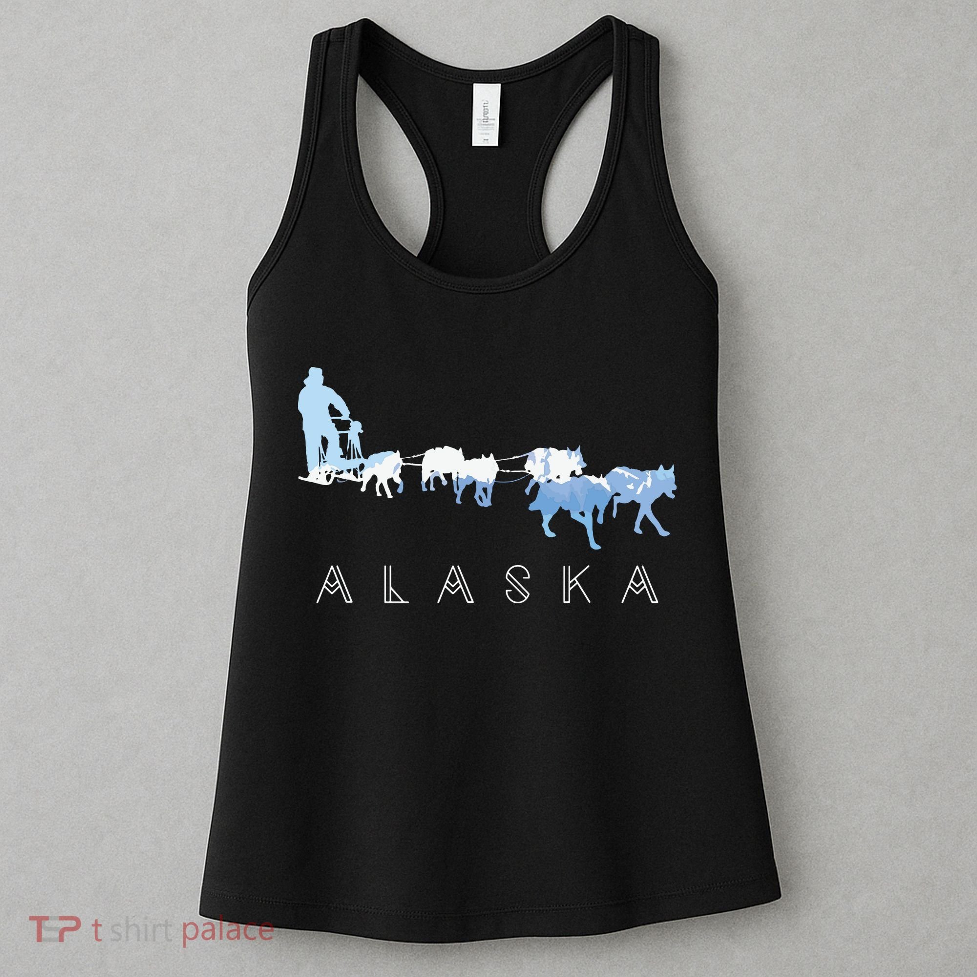 Alaska Sled Dogs Mushing Sled Dog Team Snow Mountain Scene Women's Tank Top