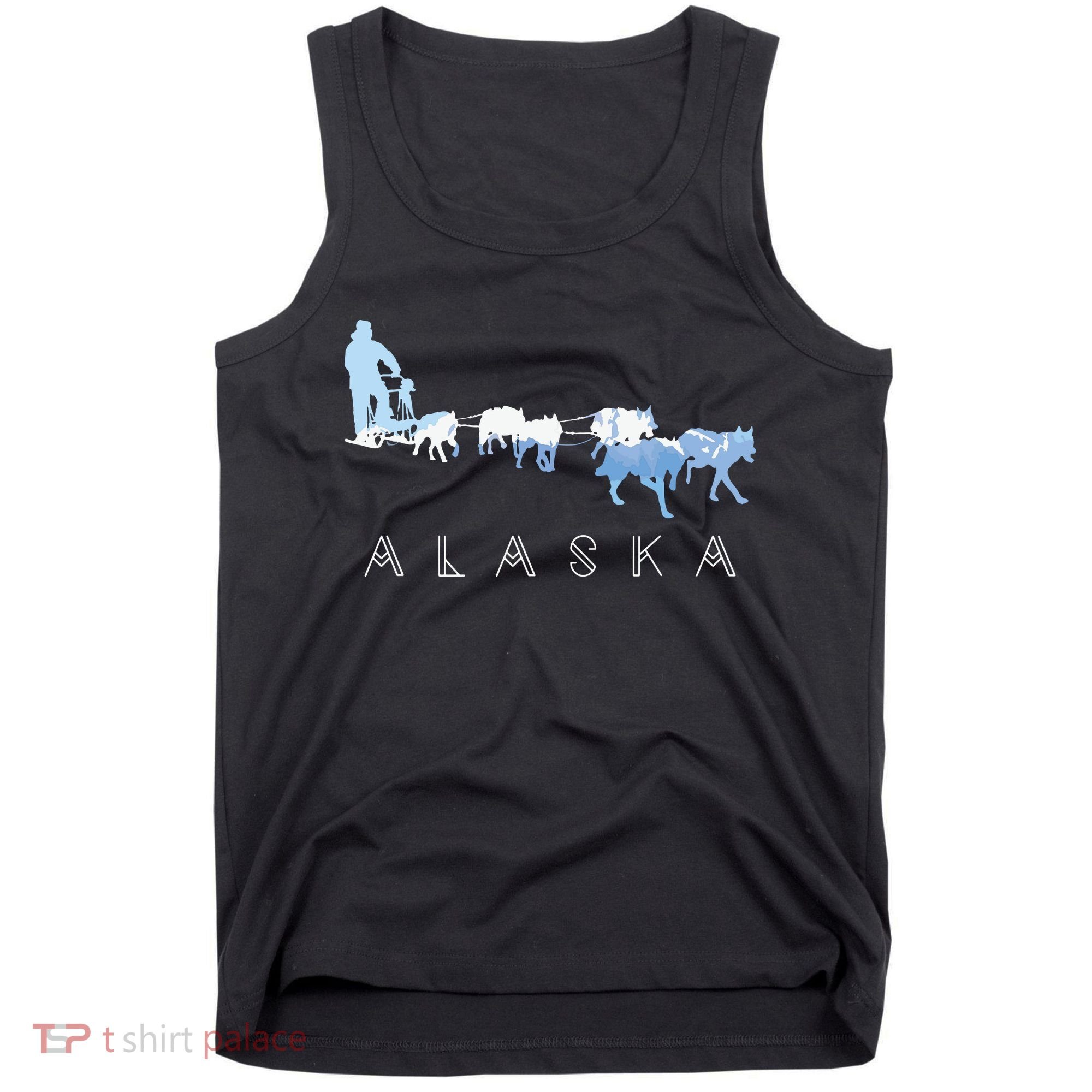 Alaska Sled Dogs Mushing Sled Dog Team Snow Mountain Scene Tank Top