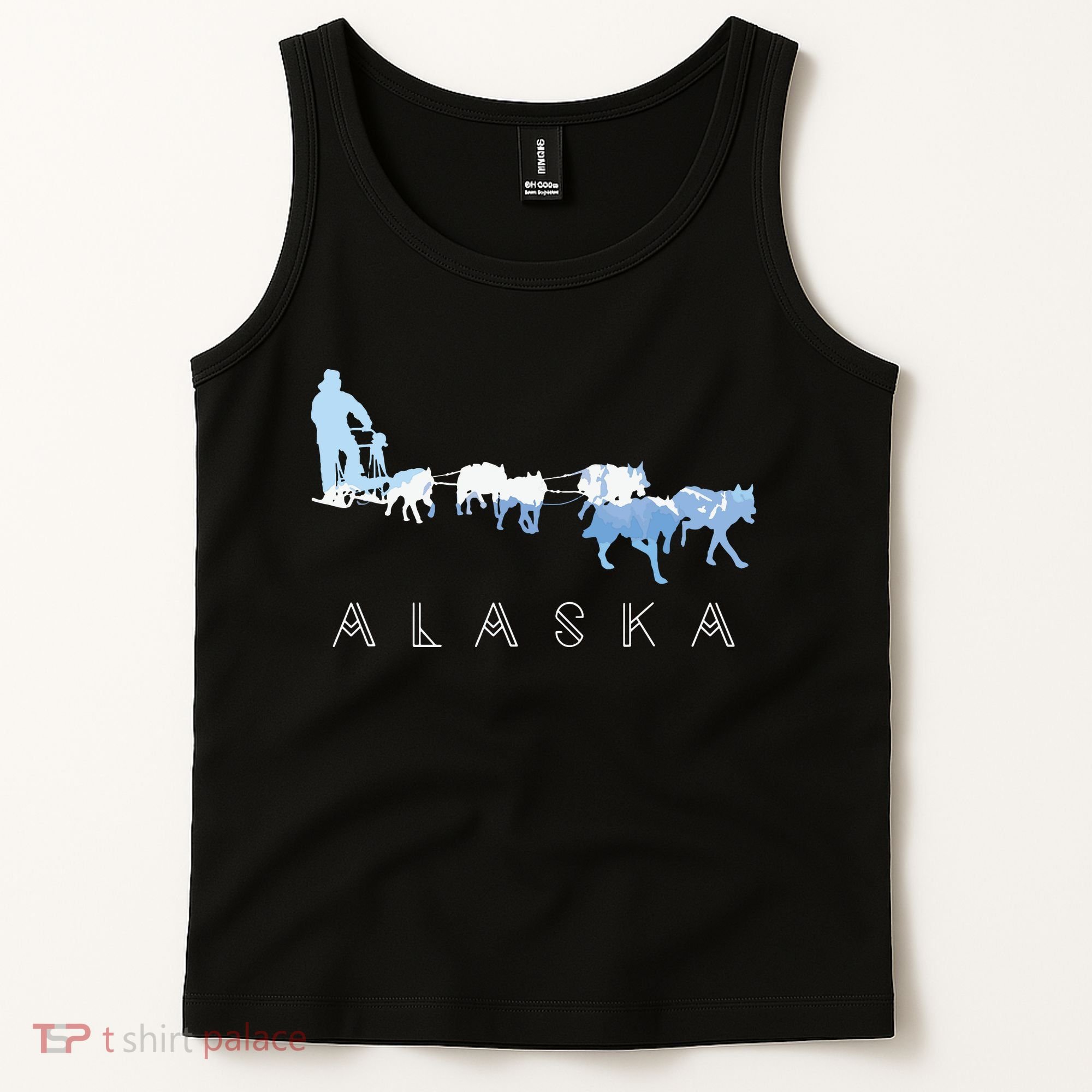 Alaska Sled Dogs Mushing Sled Dog Team Snow Mountain Scene Tank Top