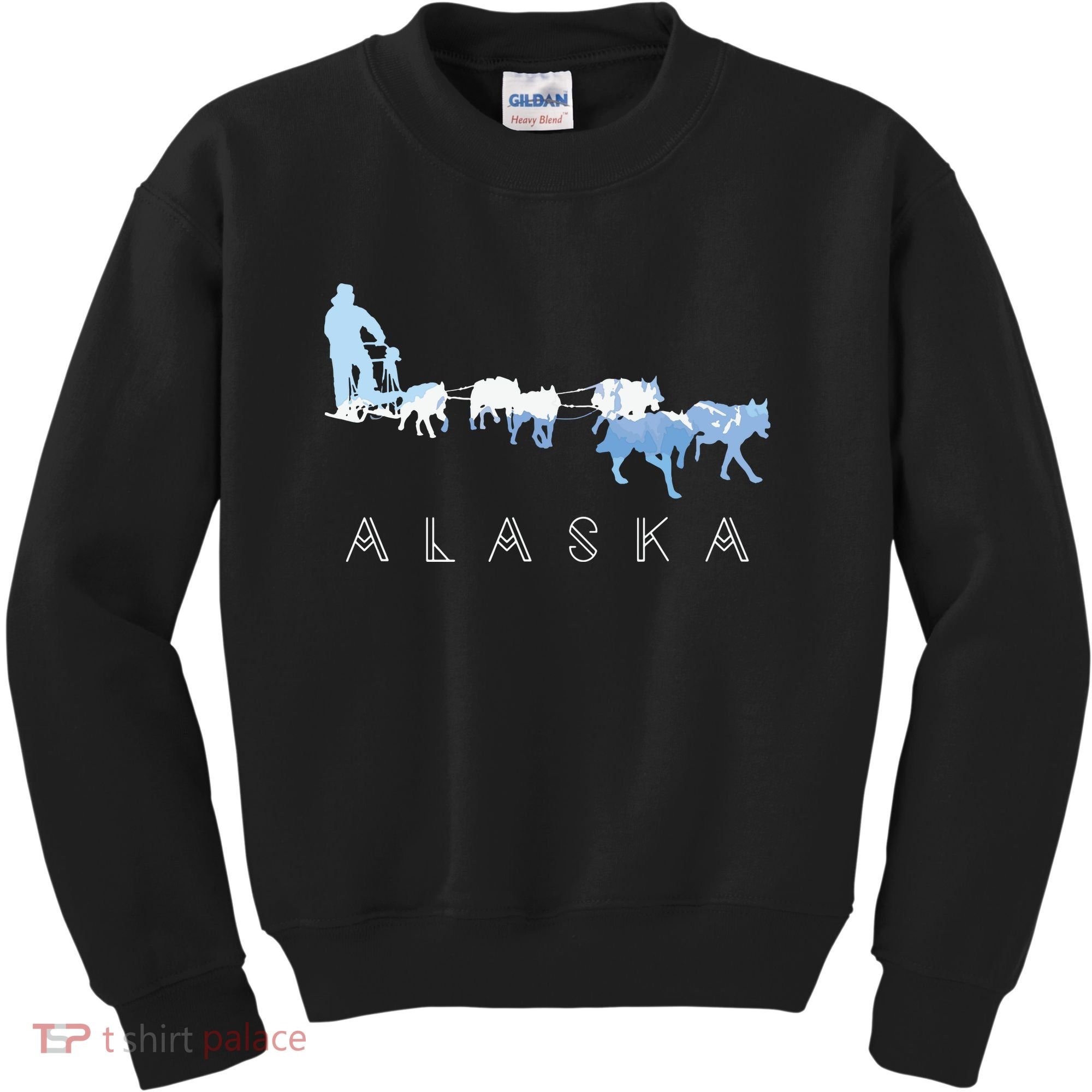 Alaska Sled Dogs Mushing Sled Dog Team Snow Mountain Scene Kids Sweatshirt
