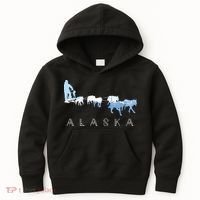 Alaska Sled Dogs Mushing Sled Dog Team Snow Mountain Scene Kids Hoodie thumb 0