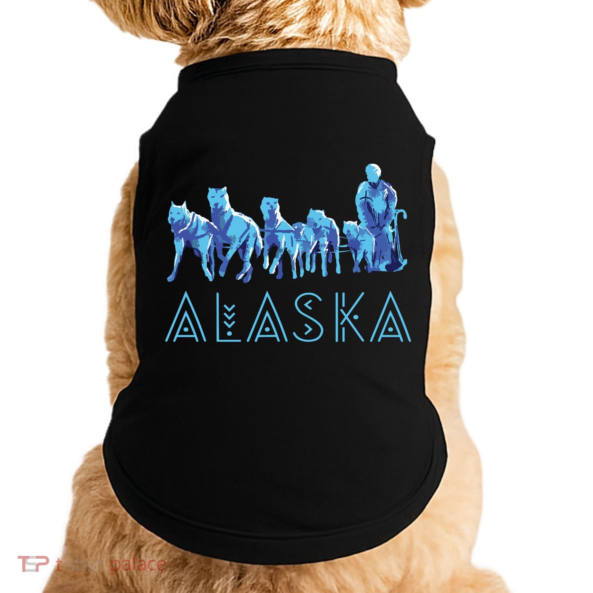 Alaska Sled Dogs Mushing Team Snow Sledding Mountain Scene Doggie Tank