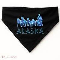 Alaska Sled Dogs Mushing Team Snow Sledding Mountain Scene USA-Made Doggie Bandana thumb 0