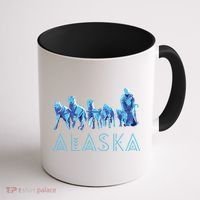 Alaska Sled Dogs Mushing Team Snow Sledding Mountain Scene Coffee Mug thumb 1