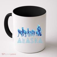 Alaska Sled Dogs Mushing Team Snow Sledding Mountain Scene Coffee Mug thumb 0