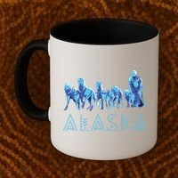Alaska Sled Dogs Mushing Team Snow Sledding Mountain Scene Coffee Mug thumb 2