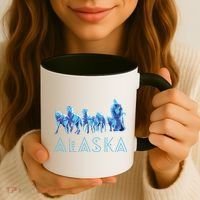 Alaska Sled Dogs Mushing Team Snow Sledding Mountain Scene Coffee Mug thumb 3