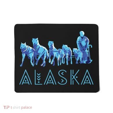 Alaska Sled Dogs Mushing Team Snow Sledding Mountain Scene Mousepad