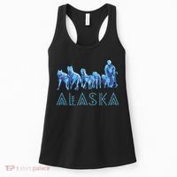 Alaska Sled Dogs Mushing Team Snow Sledding Mountain Scene Women's Tank Top thumb 0
