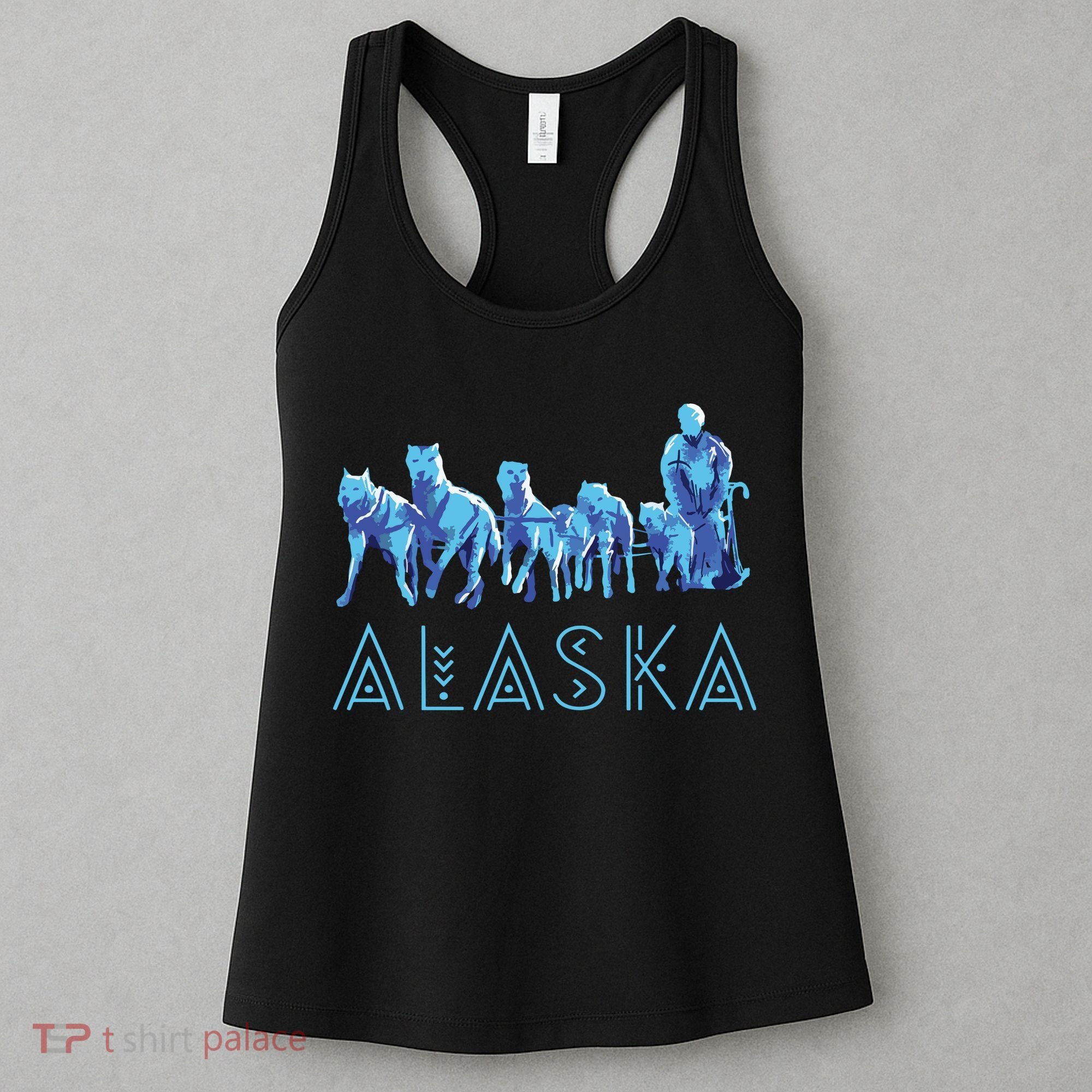 Alaska Sled Dogs Mushing Team Snow Sledding Mountain Scene Women's Tank Top