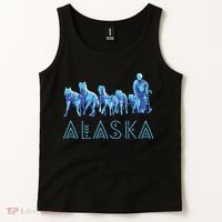 Alaska Sled Dogs Mushing Team Snow Sledding Mountain Scene Tank Top thumb 2
