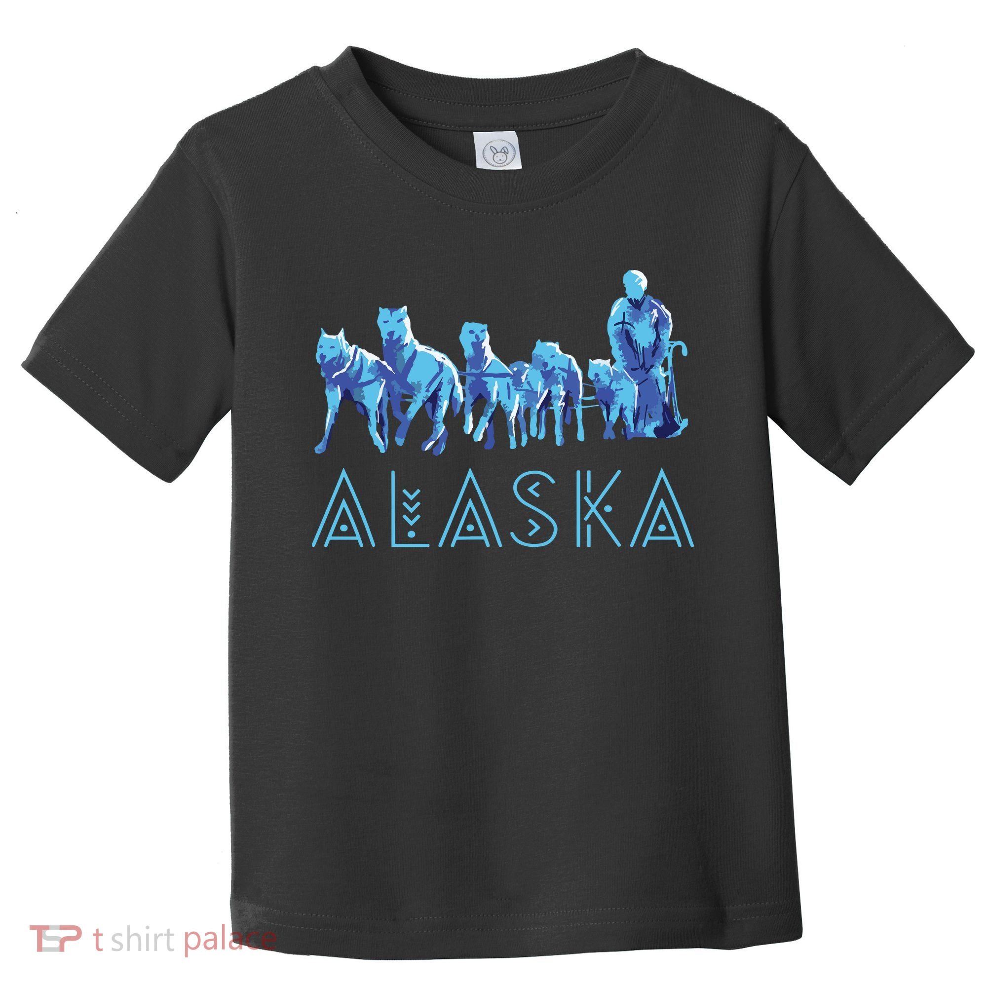 Alaska Sled Dogs Mushing Team Snow Sledding Mountain Scene Toddler T-Shirt