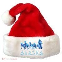 Alaska Sled Dogs Mushing Team Snow Sledding Mountain Scene Santa Hat thumb 0
