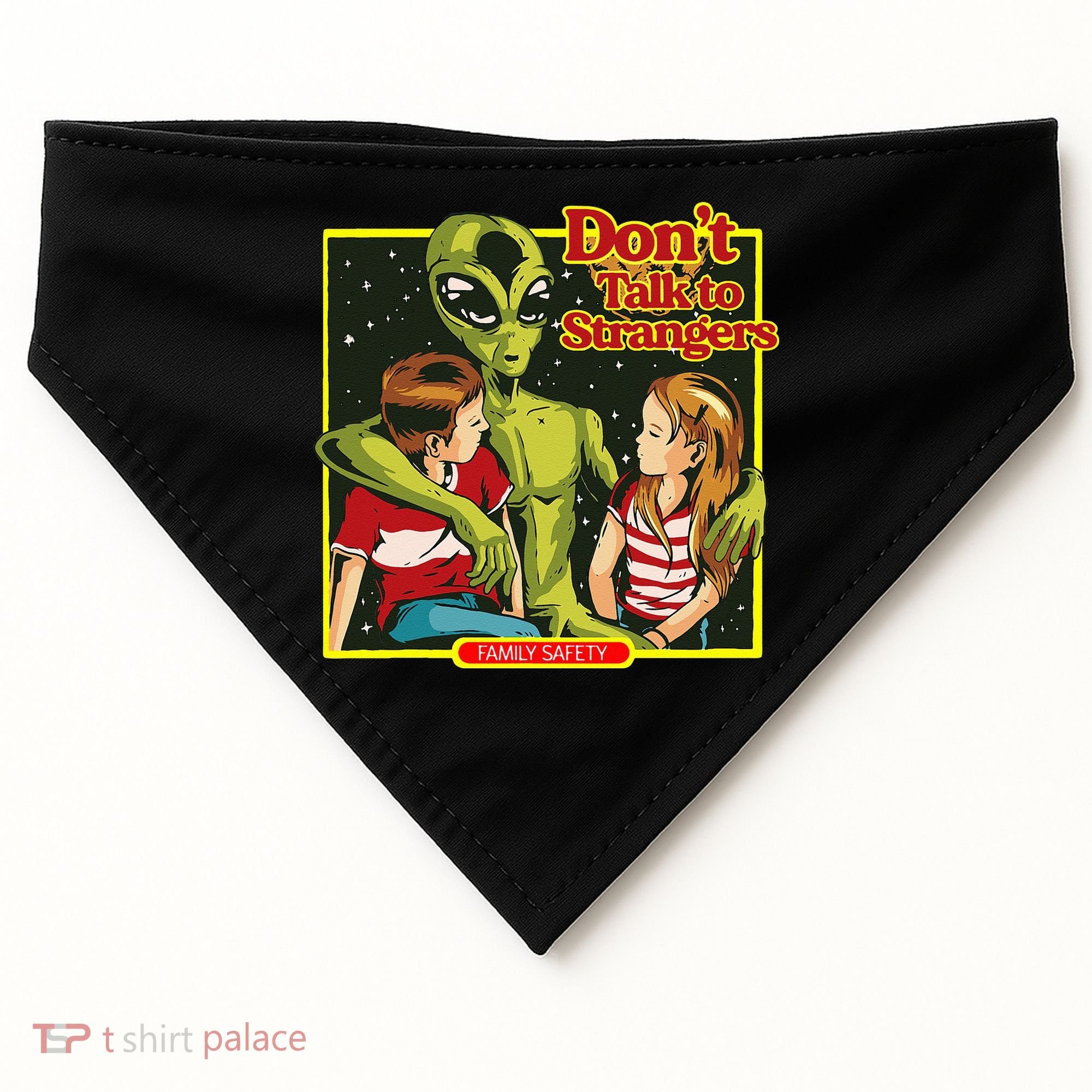 Alien Strangers Don't Talk UFO USA-Made Doggie Bandana