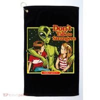 Alien Strangers Don't Talk UFO Golf Towel thumb 0