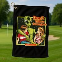 Alien Strangers Don't Talk UFO Golf Towel thumb 1