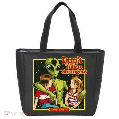 Alien Strangers Don't Talk UFO Tote Bag