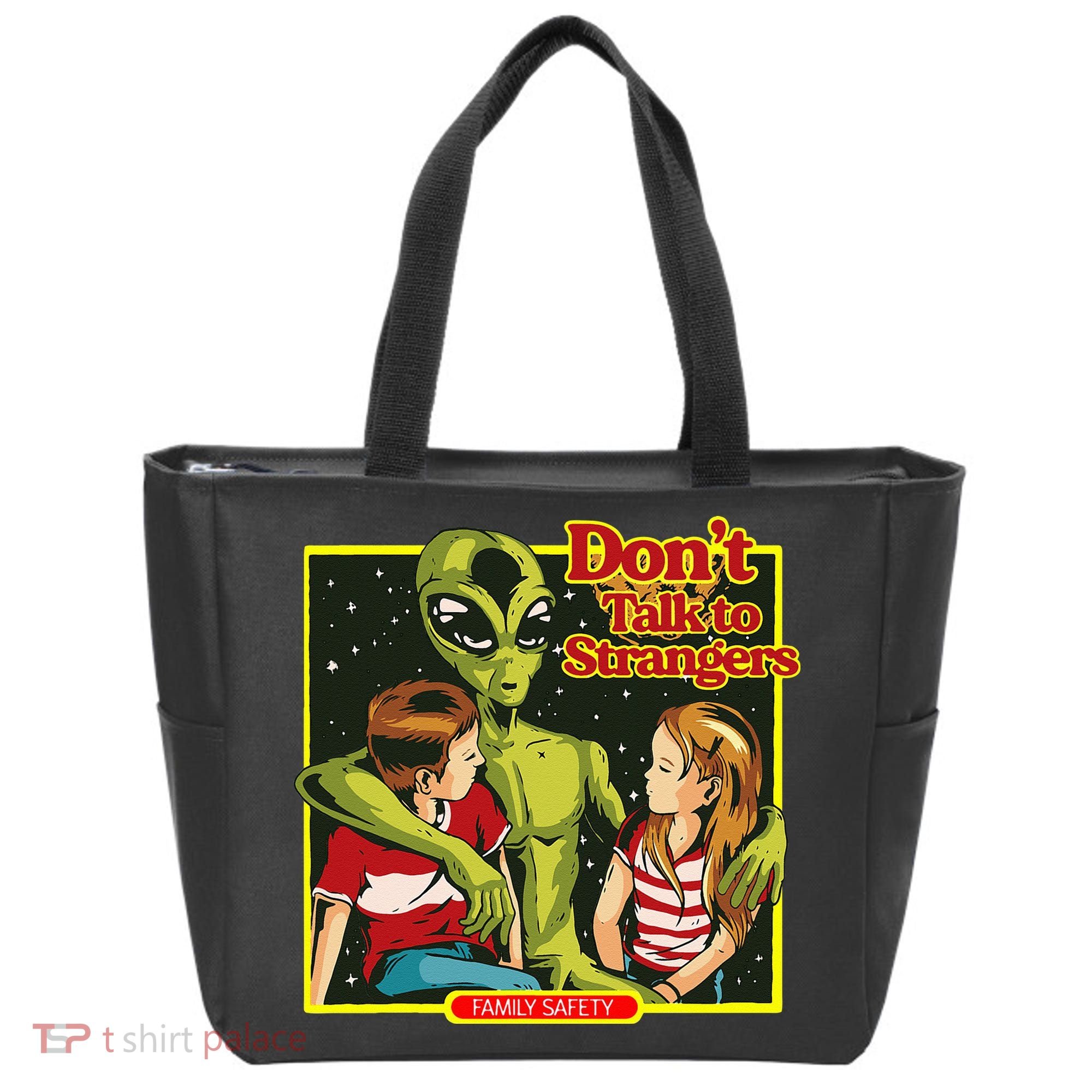 Alien Strangers Don't Talk UFO Tote Bag