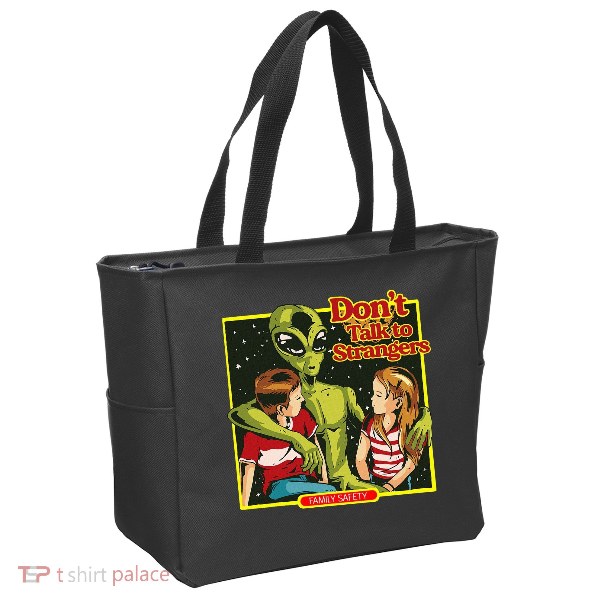 Alien Strangers Don't Talk UFO Tote Bag