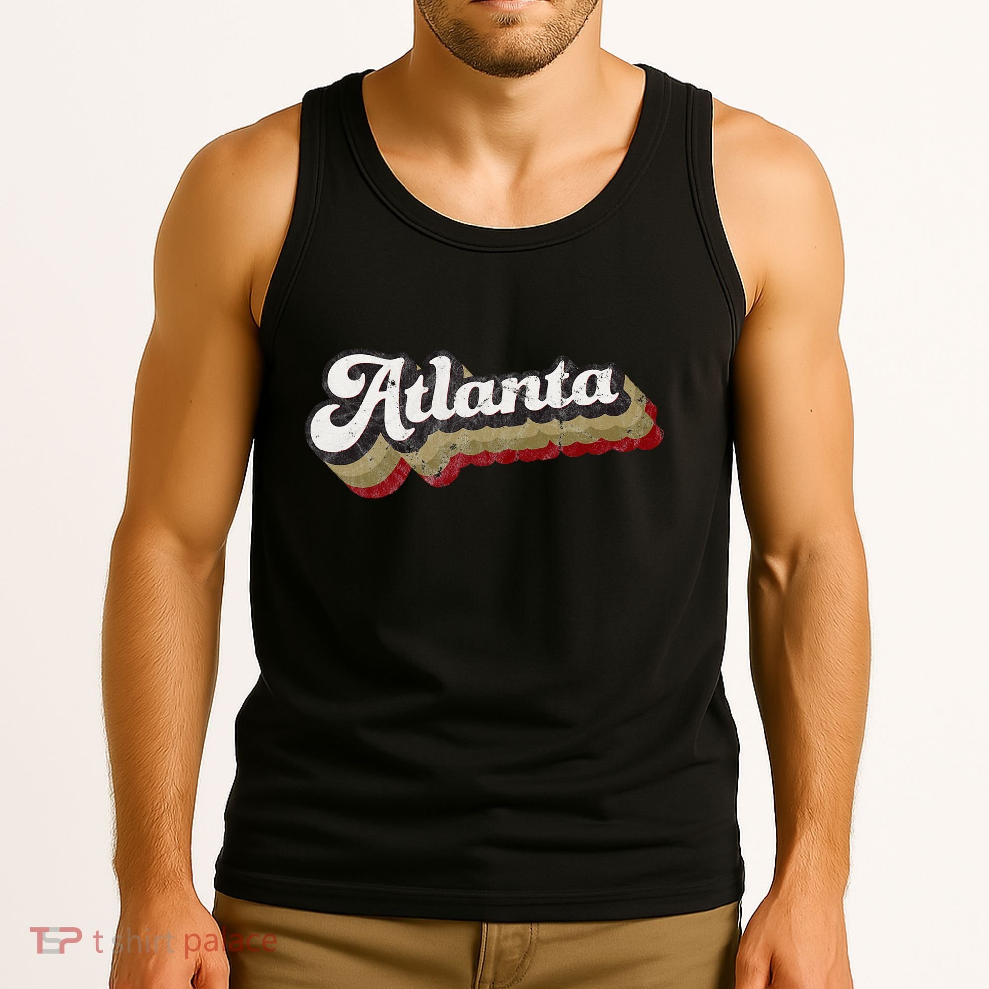 Atlanta Soccer Distressed Retro Baseball Script 404 United Tank Top