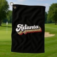 Atlanta Soccer Distressed Retro Baseball Script 404 United Golf Towel thumb 1