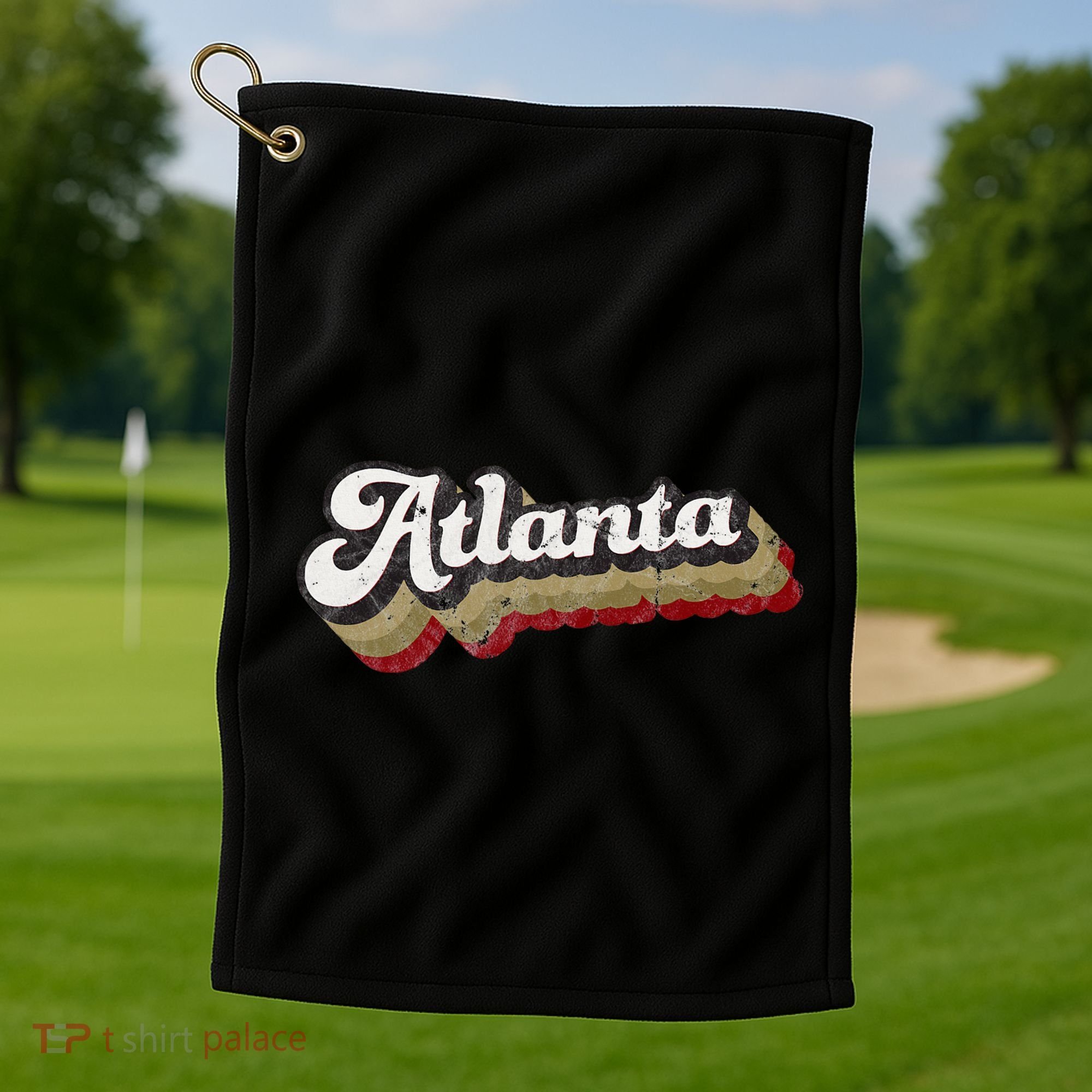Atlanta Soccer Distressed Retro Baseball Script 404 United Golf Towel