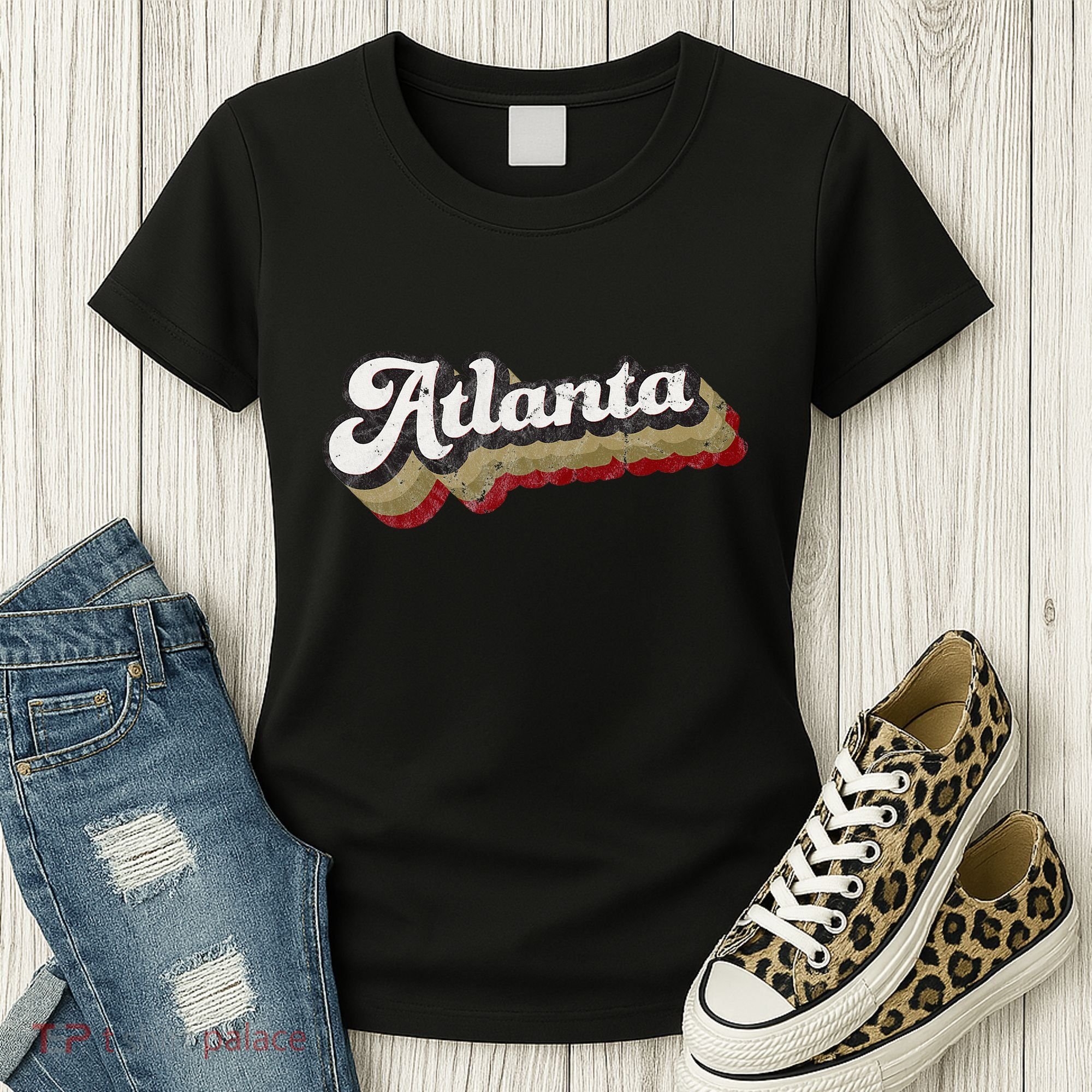 Atlanta Soccer Distressed Retro Baseball Script 404 United Women's T-Shirt