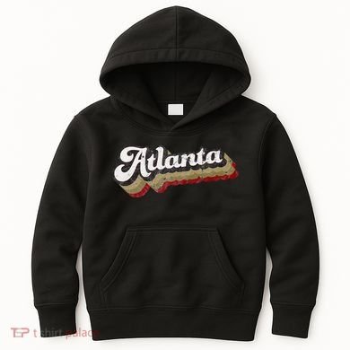 Atlanta Soccer Distressed Retro Baseball Script 404 United Kids Hoodie