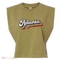 Atlanta Soccer Distressed Retro Baseball Script 404 United Garment-Dyed Women's Muscle Tee thumb 0