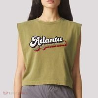 Atlanta Soccer Distressed Retro Baseball Script 404 United Garment-Dyed Women's Muscle Tee thumb 2