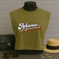 Atlanta Soccer Distressed Retro Baseball Script 404 United Garment-Dyed Women's Muscle Tee thumb 3