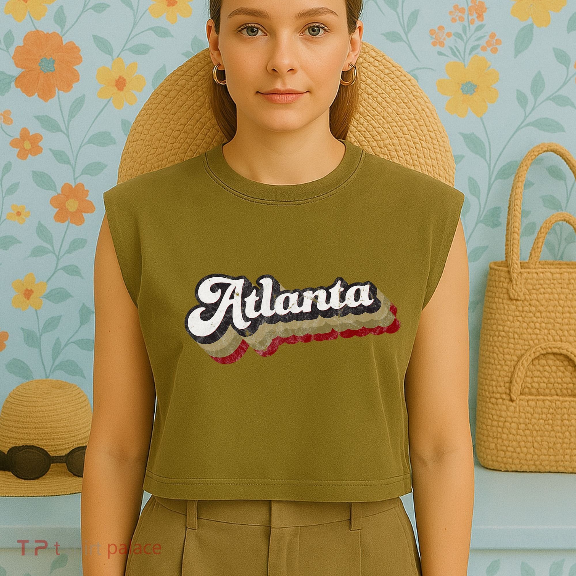 Atlanta Soccer Distressed Retro Baseball Script 404 United Garment-Dyed Women's Muscle Tee