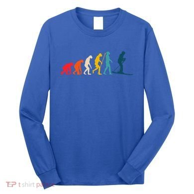 Alpine Ski Evolution Retro Vintage Slope Skiing Skier Cool Gift Long Sleeve Shirt