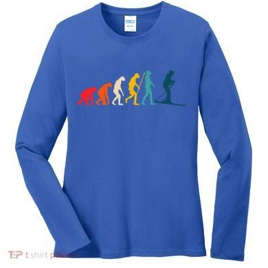 Alpine Ski Evolution Retro Vintage Slope Skiing Skier Cool Gift Women's Long Sleeve Shirt