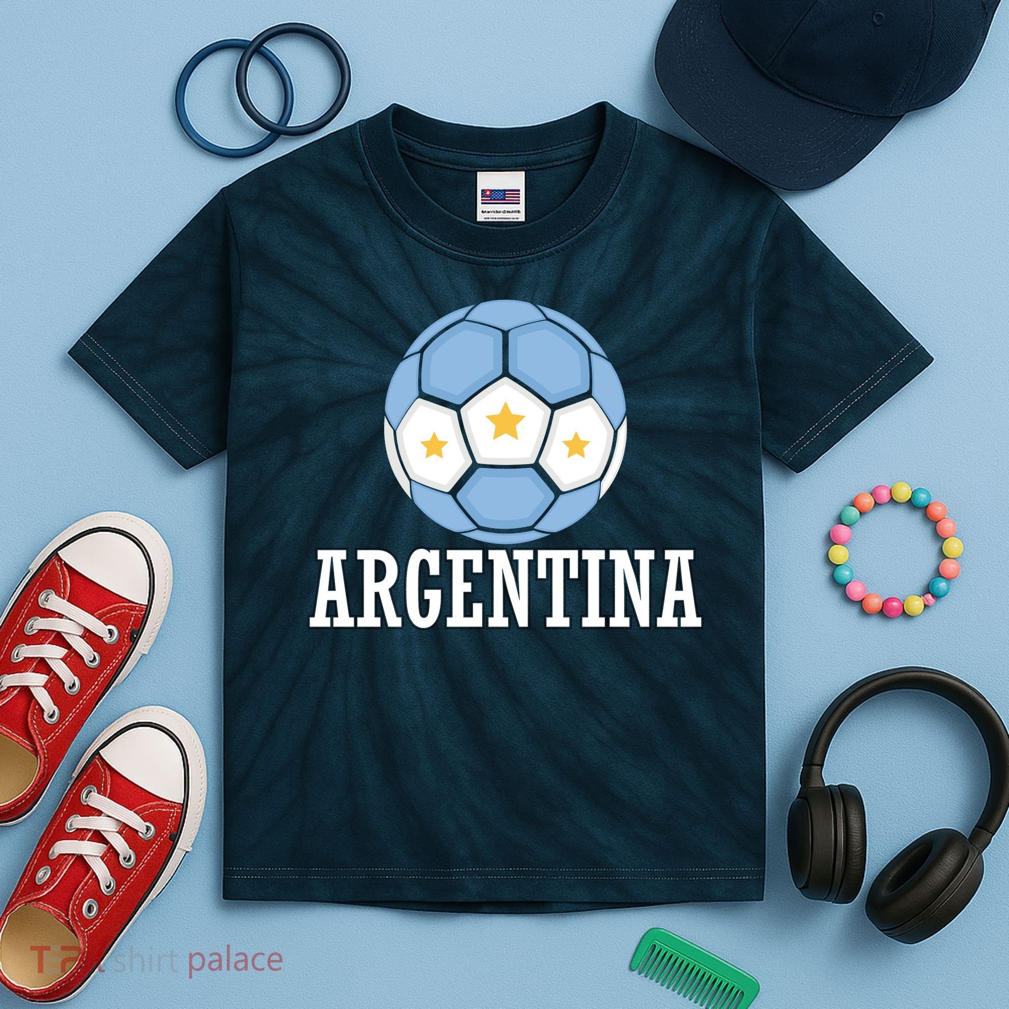Argentina Soccer Fan Apparel Kids Tie-Dye T-Shirt